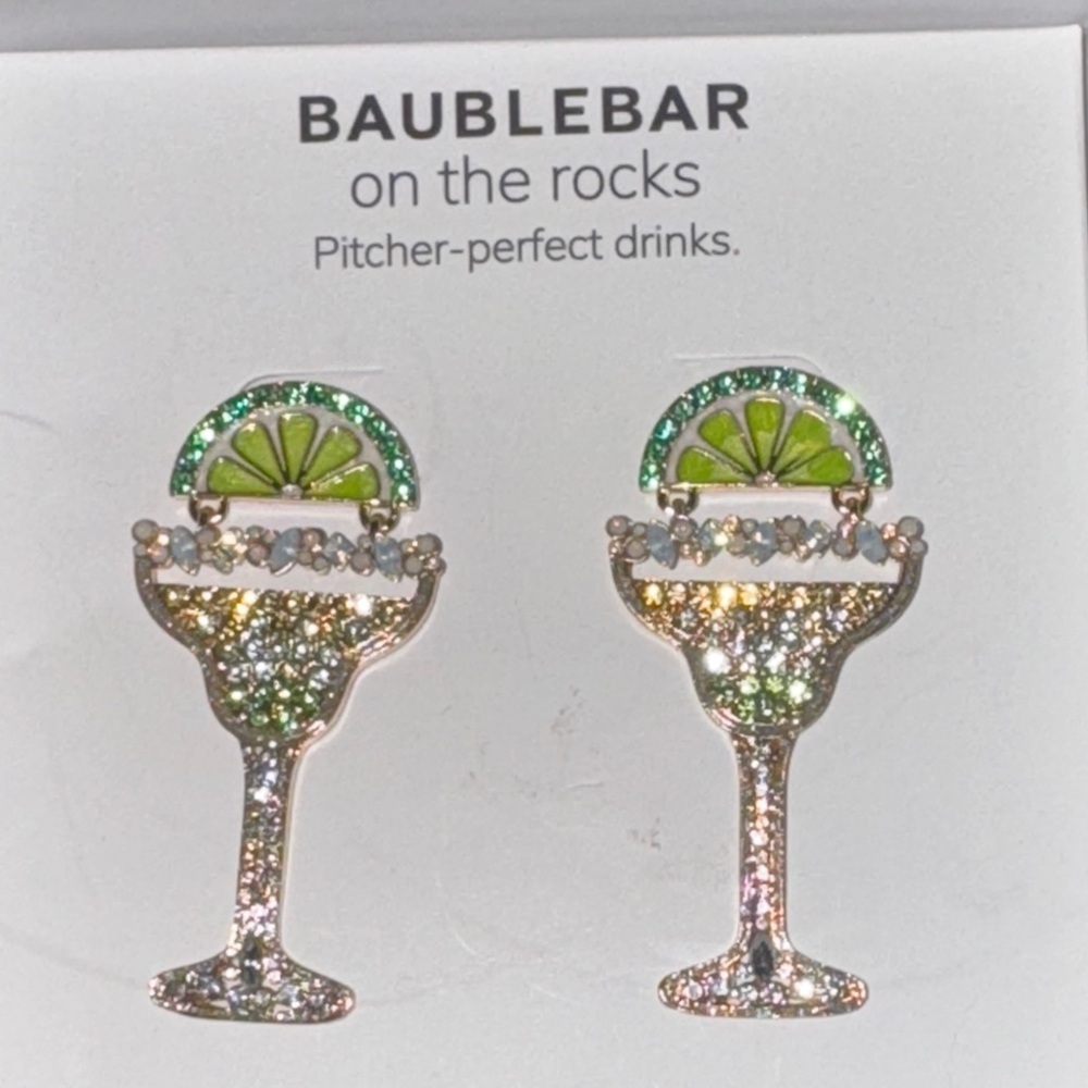 BaubleBar On the Rocks Earrings with Green and Silver